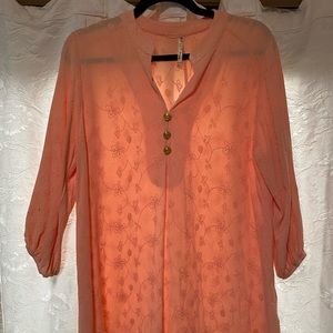 SZ M boho peach tunic blouse